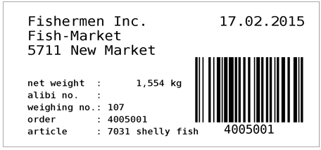 scale barcode label printout