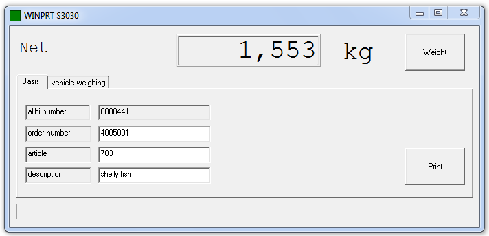 Weighing and printing from the PC